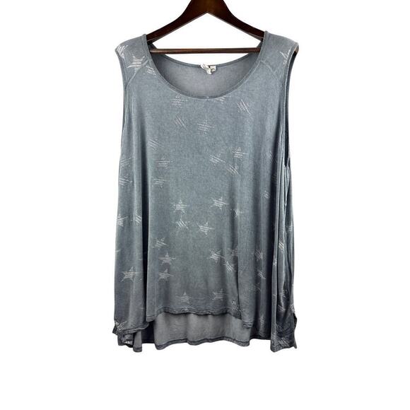 Cable & Gauge Tops - Women’s Cable & Gauge 3X Slate Grey Tank w/ Lighter Grey Stars
